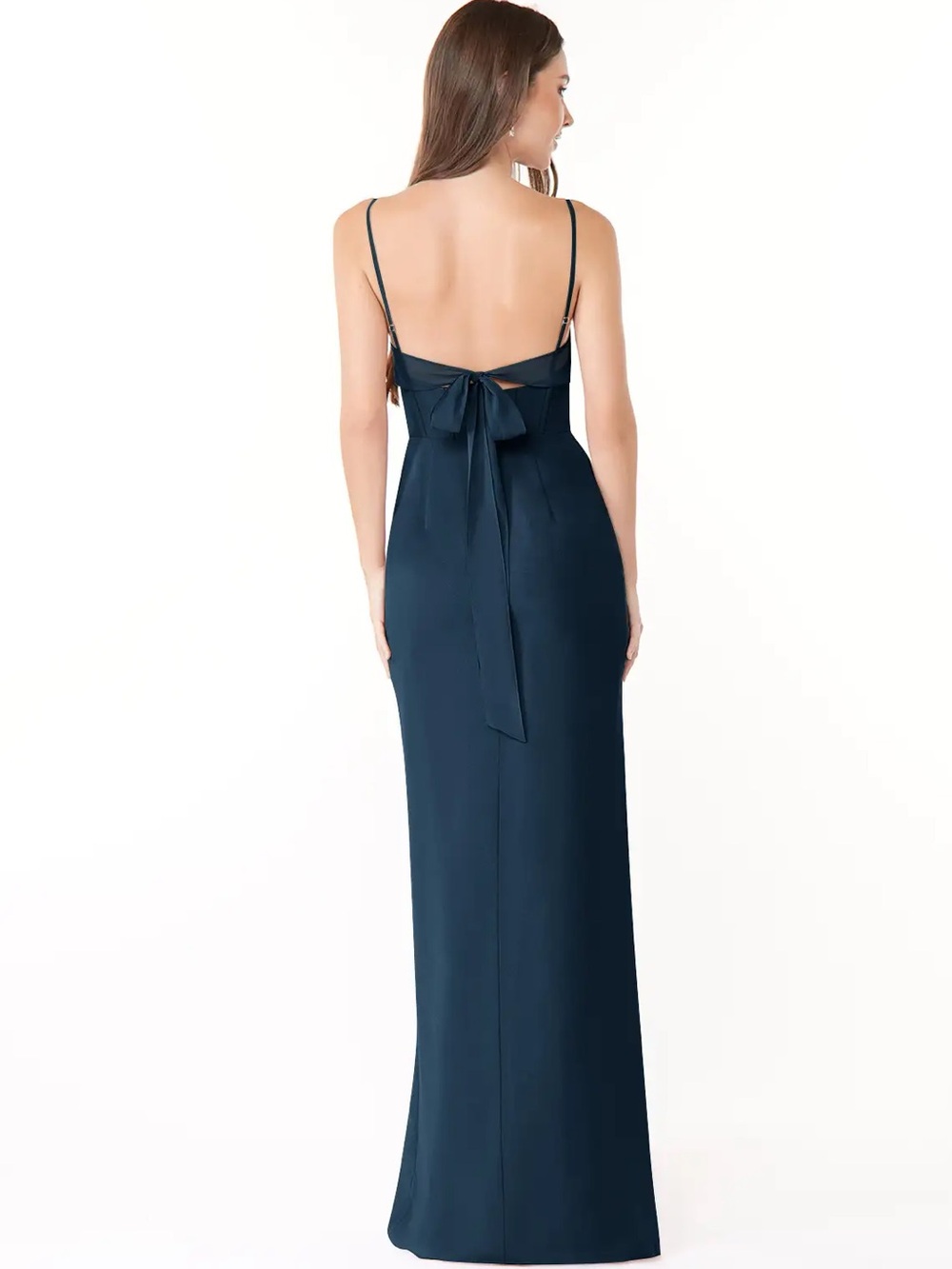 Azazie Mai Dark Navy Pleated Chiffon Dress - Picture 2 of 15